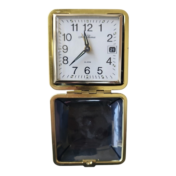 Gold Travel Alarm Clock Seth Thomas Wind up Working Glow in the Dark - Picture 2 of 8